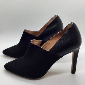 Black pumps suede leather slip on heeled booties size 7